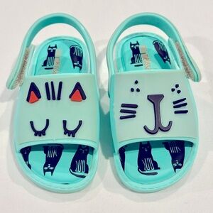 Mini Melissa Mini Mia + Fabula Sandals Girls 7 Cat Face Jellies Velcro Summer